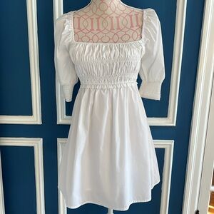 The Impeccable Pig White Smocked Gathered Dress - Size S